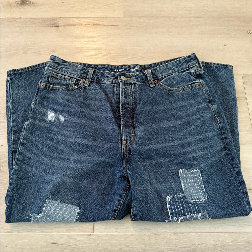 Old Navy OG Straight Extra High Rise Patchwork Jeans